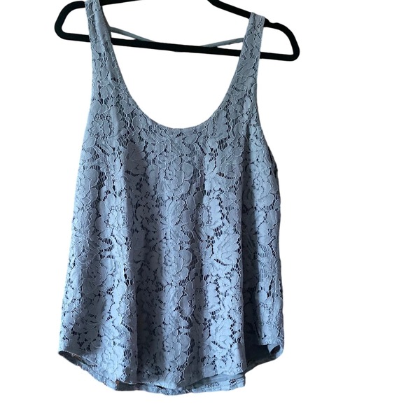 Chaser Lace Tank Top Sleeveless Pewter Gray Lined Scoop Neck‎ Medium NWT - Picture 1 of 7